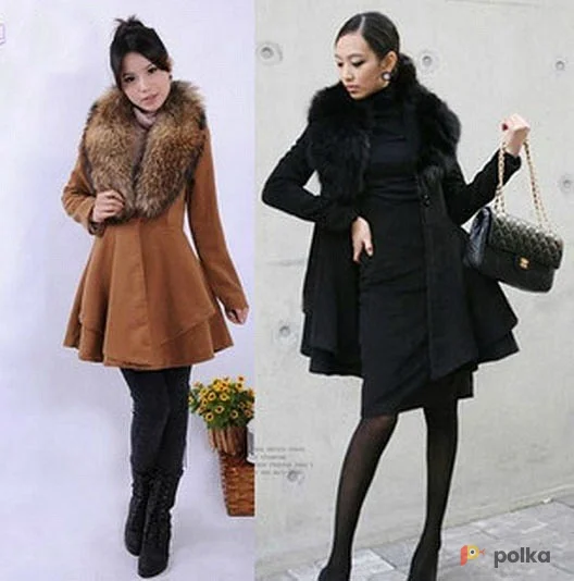 Возьмите Черное пальто с меховым воротником напрокат (Фото 1) в Москве