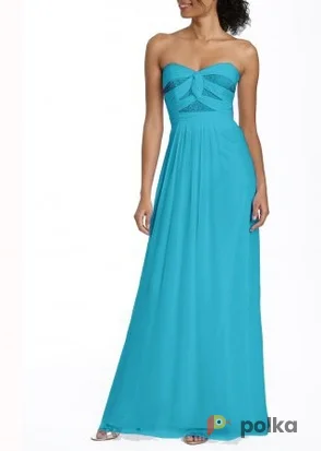 Возьмите Платье Laundry by Shelli Segal Teal Strapless Long Gown Размер 44 напрокат (Фото 1) в Москве
