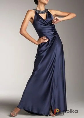 Возьмите Платье Marc Bouwer Navy Halter Silk Gown Размер 40 напрокат (Фото 1) в Москве