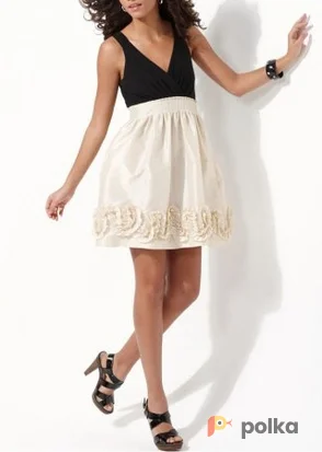 Возьмите Платье Max & Cleo Beige & Black Cocktail Dress Pleated Размеры 44, 46 напрокат (Фото 1) в Москве