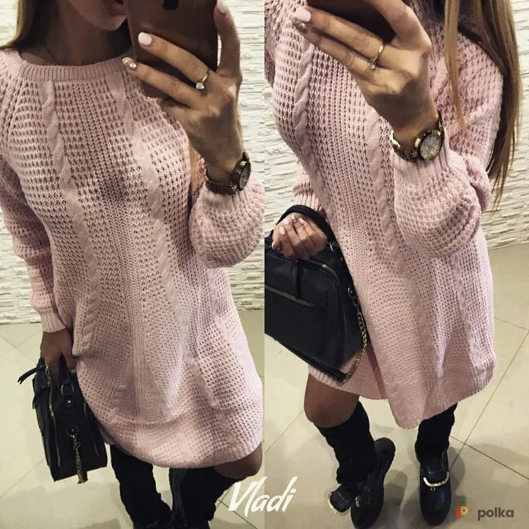 Возьмите Платье свитер розовое вязаное свободное напрокат (Фото 1) в Москве