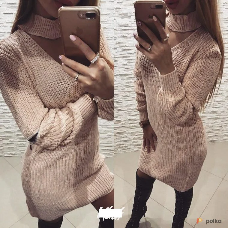 Возьмите Вязаное пудровое платье с вырезами на рукавах напрокат (Фото 1) в Москве