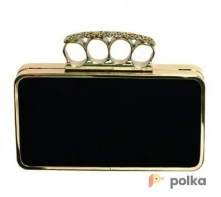 Возьмите Клатч BCBGMAXAZRIA Gold Finger Satin Navy Clutch напрокат (Фото 1) в Москве