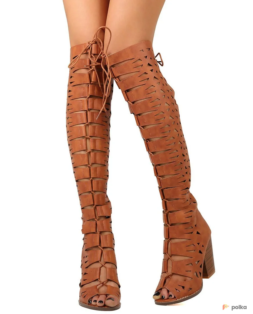 Возьмите Женские сапоги летние ботфорты с вырезами открытые напрокат (Фото 1) в Москве