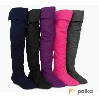 Возьмите Ботфорты высокие сапоги черные под замшу напрокат (Фото 1) в Москве