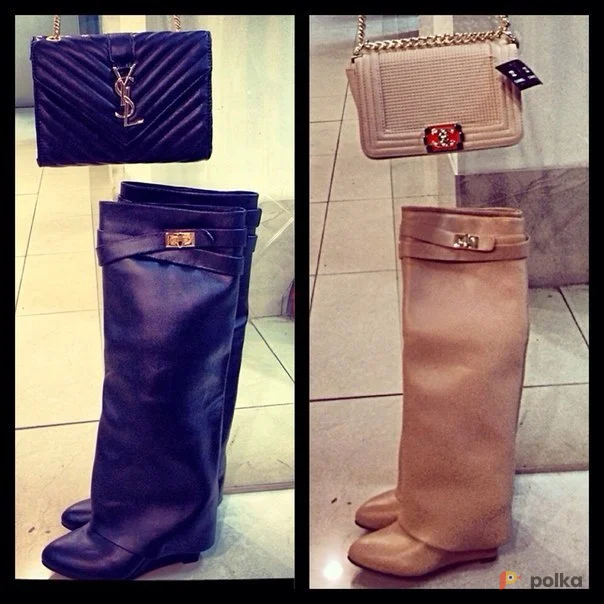 Возьмите Сапоги женские кожаные бежевые осенние весенние напрокат (Фото 1) в Москве