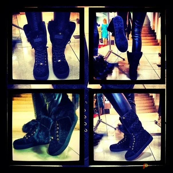 Возьмите Женские ботинки с мехом на шнурках бежевые напрокат (Фото 1) в Москве