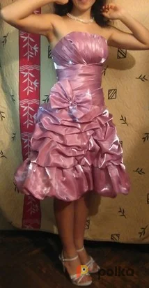 Возьмите Розовое коктейльное платье-мальвина 46 размер напрокат (Фото 1) в Москве