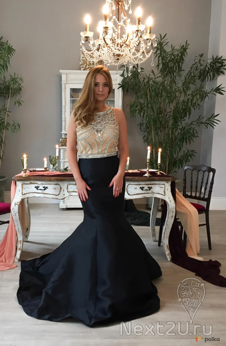 Возьмите Черное платье Jovani со стразами напрокат (Фото 1) в Москве