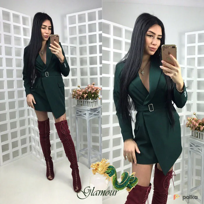 Возьмите Платье пиджак зеленое женское напрокат (Фото 1) в Москве