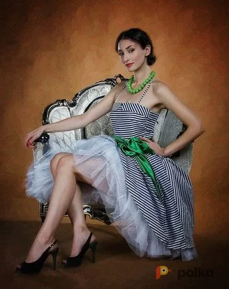 Возьмите Костюм для фотосессии: Полосатое ретро платье. Размер 42 напрокат (Фото 1) в Москве