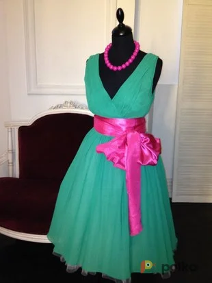 Возьмите Костюм для фотосессии: Зеленое драпированное платье. Размеры 44, 46 напрокат (Фото 1) в Москве