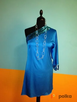 Возьмите Костюм для фотосессии: Нежное платье с отделкой из голубых пайеток. Размеры 42, 46 напрокат (Фото 1) в Москве