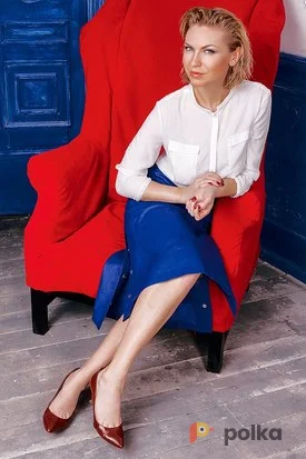 Возьмите Костюм для фотосессии: Синяя кожаная юбка. Размер 42 напрокат (Фото 1) в Москве