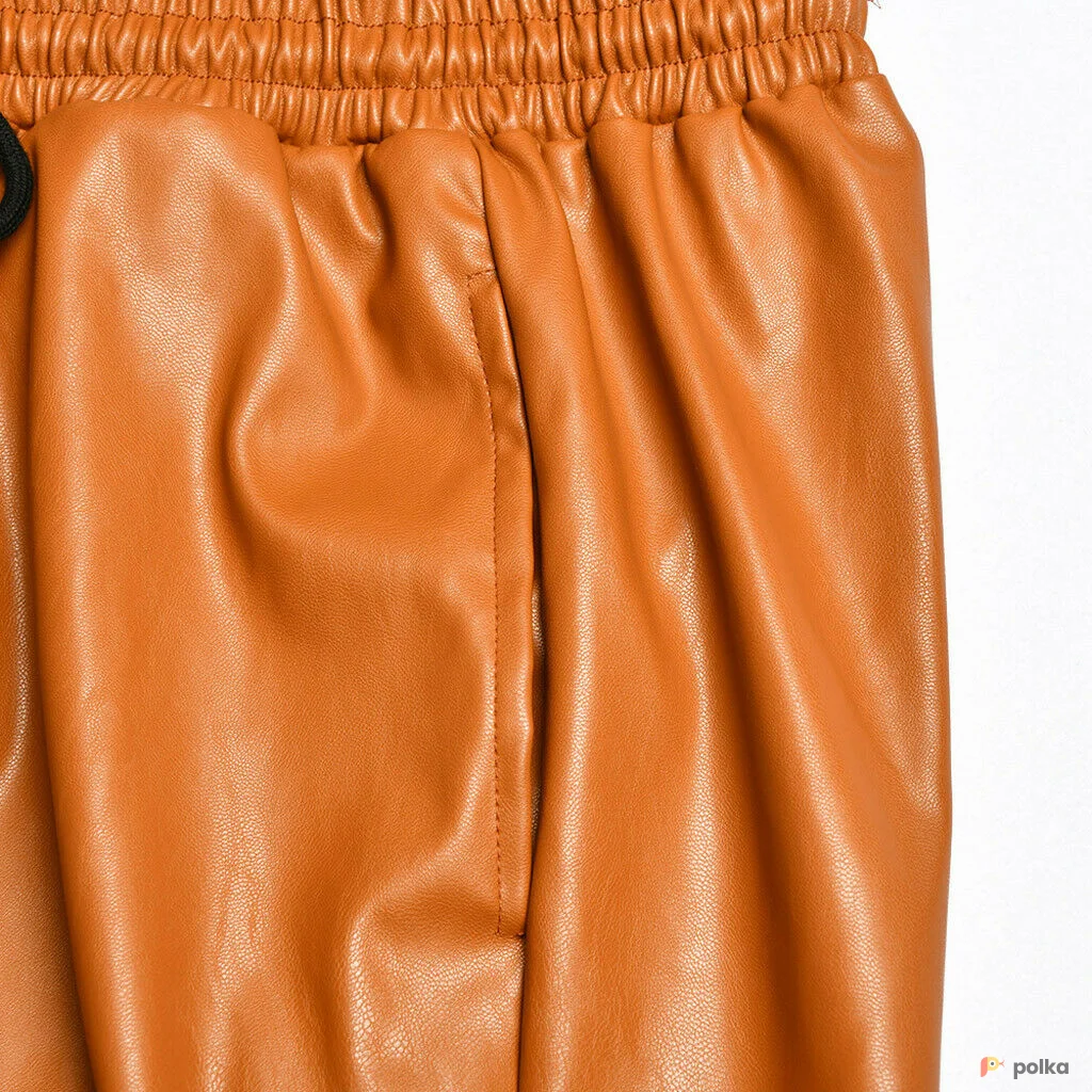 Возьмите Кожаные джогеры женские брюки хаки рыжие черные напрокат (Фото 1) в Москве