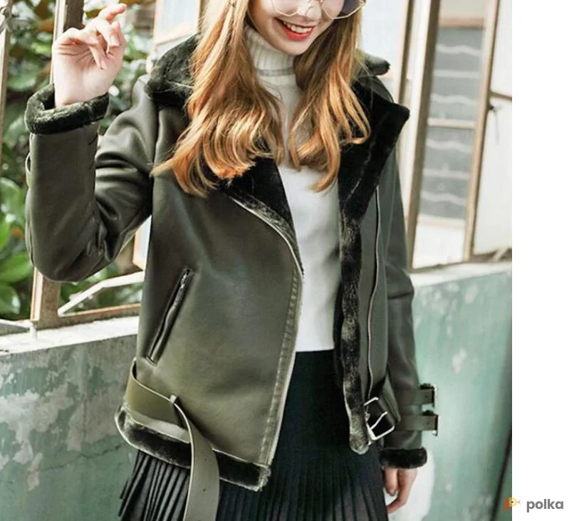 Возьмите Куртка дубленка хаки зеленая женская под кожу напрокат (Фото 1) в Москве