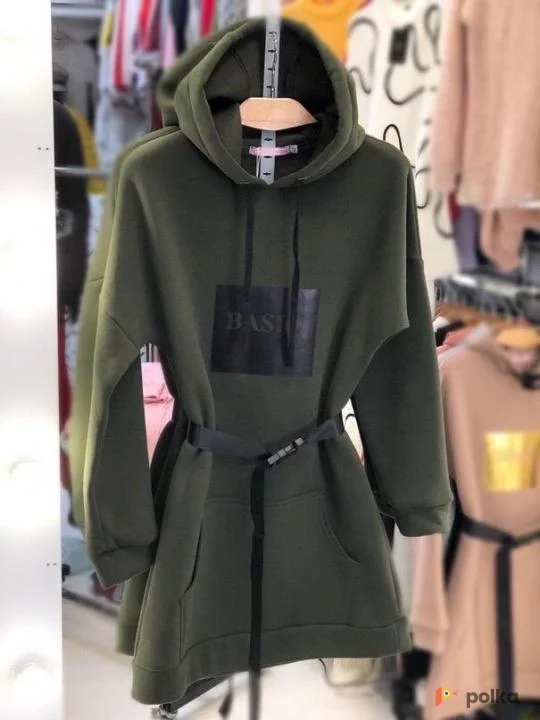 Возьмите Платье свитшот худи хаки с ремнем напрокат (Фото 1) в Москве