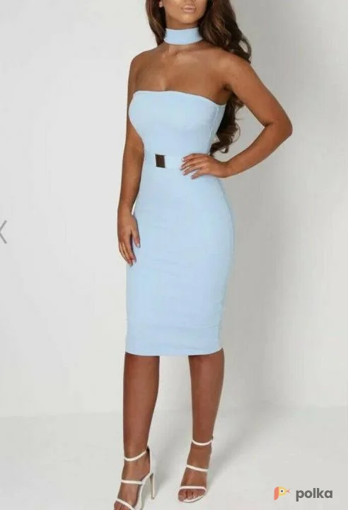 Возьмите Женское платье миди голубое с чокером напрокат (Фото 1) в Москве
