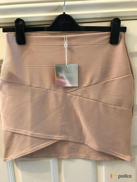 Возьмите Бежевая бандажная юбка резинка стречевая пудровая напрокат (Фото 1) в Москве