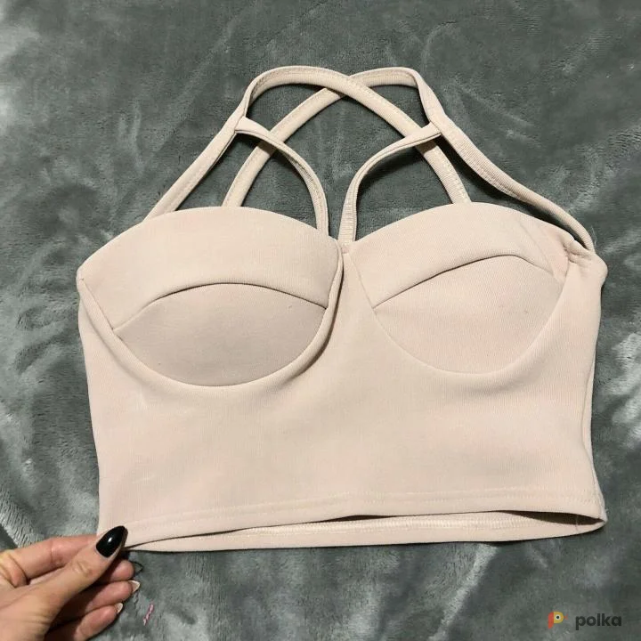 Возьмите Топ пудровый бежевый с чашками розовый футболка напрокат (Фото 1) в Москве