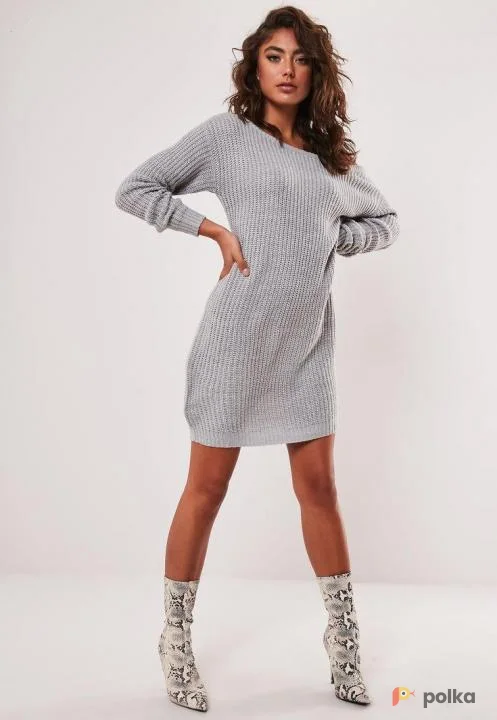 Возьмите Женское вязаное платье свитер серое напрокат (Фото 1) в Москве