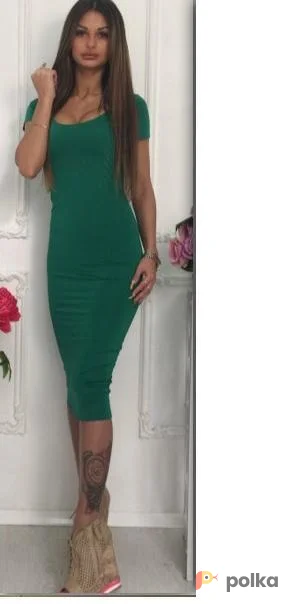 Возьмите Платье миди женское зеленое бежевое напрокат (Фото 1) в Москве