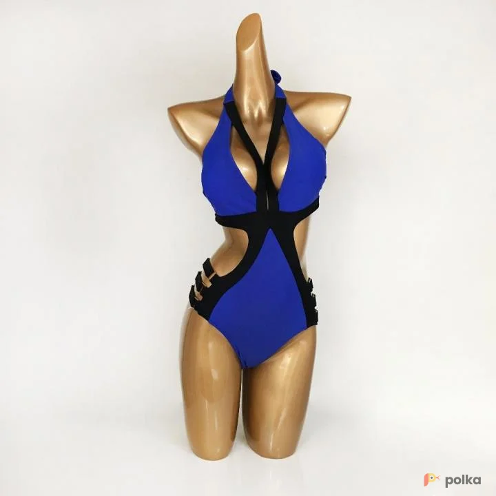 Возьмите Ярко синий слитный купальник с портупеей напрокат (Фото 1) в Москве