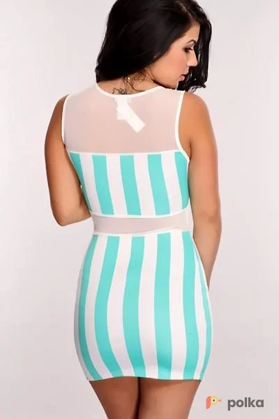 Возьмите Платье полосатое белое мятное женское напрокат (Фото 1) в Москве