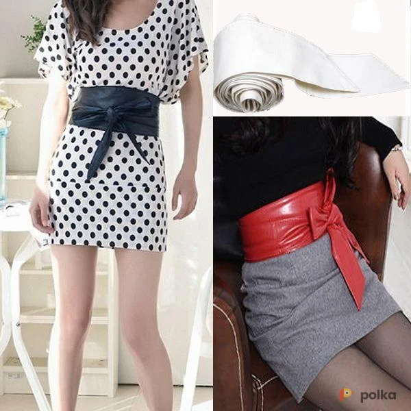 Возьмите Женский широкий кожаный пояс черный напрокат (Фото 1) в Москве