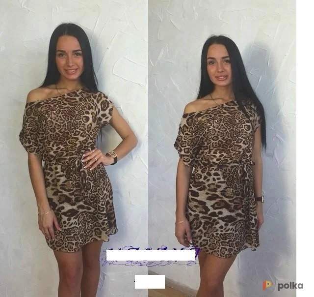 Возьмите Платье короткое шифоновое леопардовое женское напрокат (Фото 1) в Москве