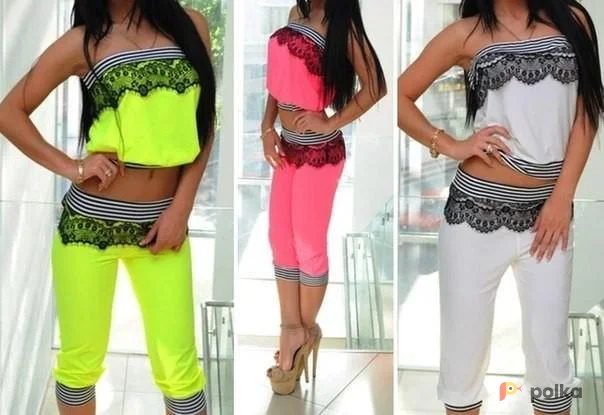 Возьмите Костюм женский неоновый летний капри брючки напрокат (Фото 1) в Москве