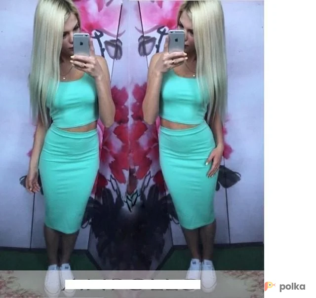 Возьмите Костюм мятный женский юбка и топ летний напрокат (Фото 1) в Москве