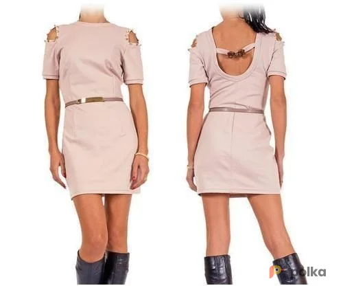 Возьмите Женское мини платье пудровое бежевое напрокат (Фото 1) в Москве