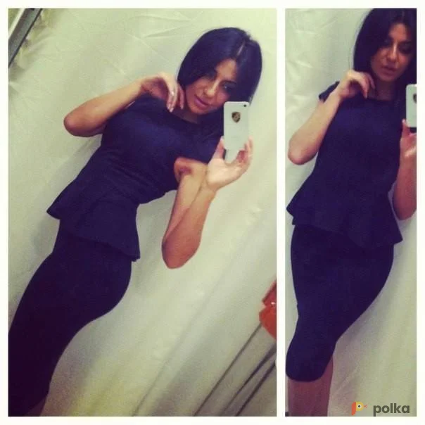 Возьмите Темно синее платье с баской напрокат (Фото 1) в Москве