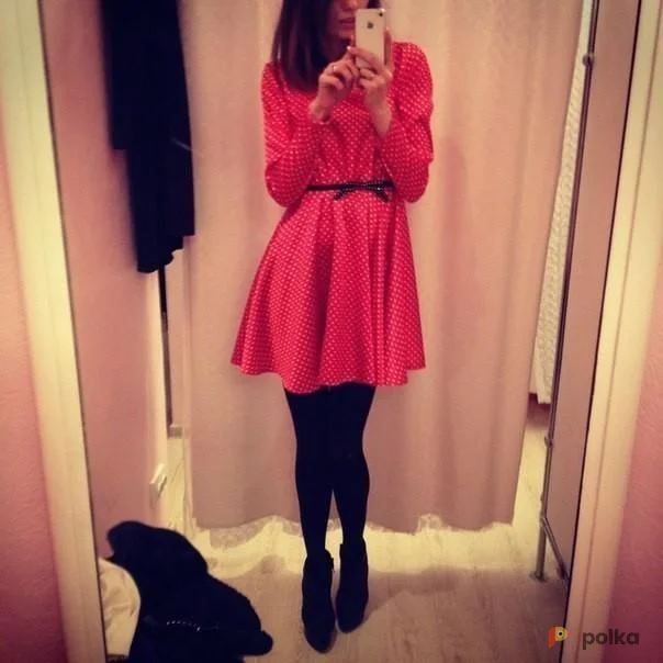 Возьмите Женское атласное шелковое платье в горошек напрокат (Фото 1) в Москве