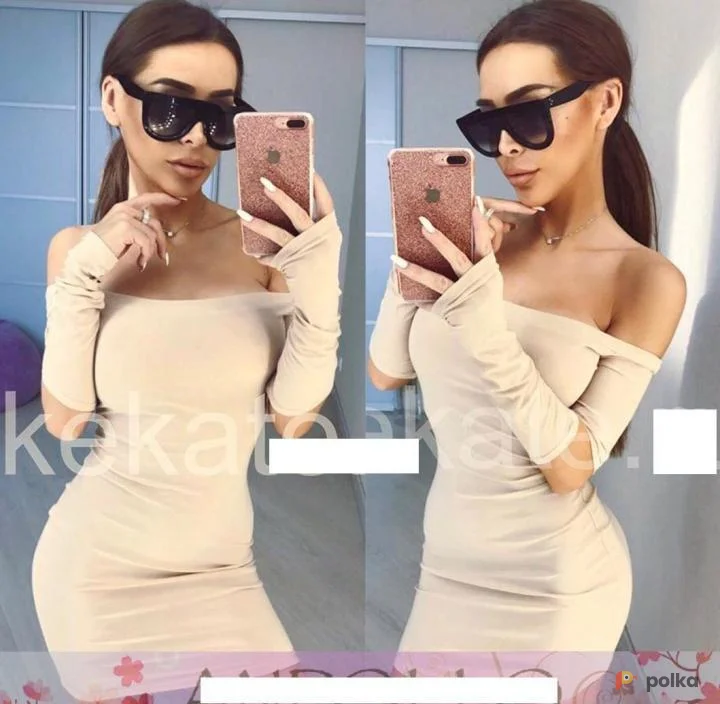 Возьмите Платье коктейльное бежевое напрокат (Фото 1) в Москве