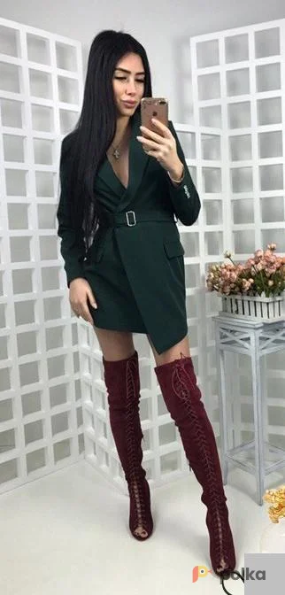Возьмите Офисное платье пиджак зеленое напрокат (Фото 1) в Москве