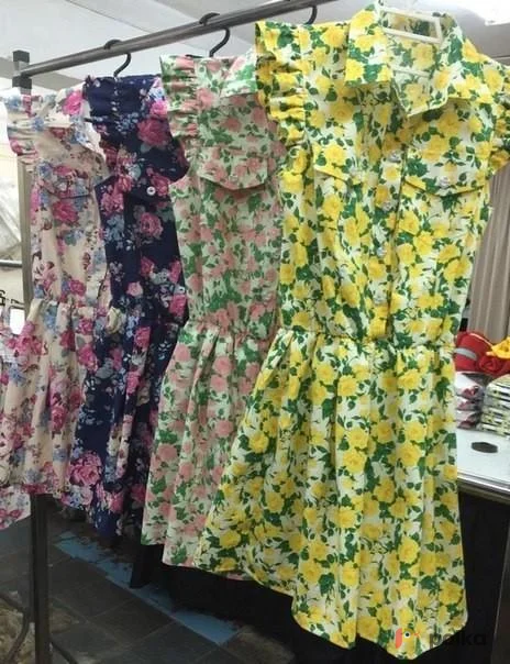 Возьмите Цветочное женское мини платье хлопковое напрокат (Фото 1) в Москве