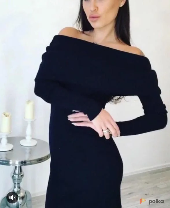 Возьмите Теплое платье вязаное черное шерстяное напрокат (Фото 1) в Москве