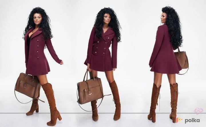 Возьмите Женское пальто бордовое милитари напрокат (Фото 1) в Москве