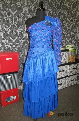 Возьмите Костюм для фотосессии: ассиметричное синее платье. Размер 44 напрокат (Фото 1) в Москве