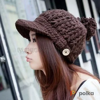 Возьмите Вязаная шапка кепка коричневая с козырьком напрокат (Фото 1) в Москве