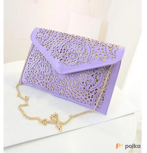 Возьмите Сиреневая кожаная ажурная сумка клатч напрокат (Фото 1) в Москве