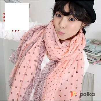 Возьмите Женский шарф в горошек палантин розовый напрокат (Фото 1) в Москве