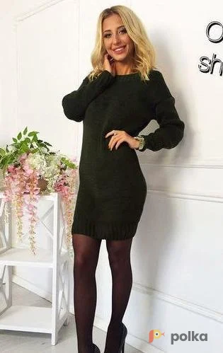 Возьмите Вязаное платье свитер теплое хаки напрокат (Фото 1) в Москве