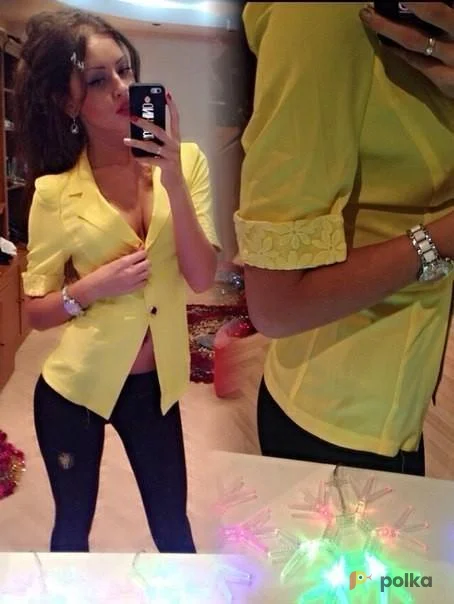 Возьмите Женский желтый пиджак блейзер кружевной напрокат (Фото 1) в Москве