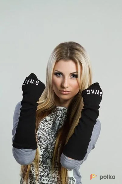 Возьмите Перчатки без пальев митенки черные напрокат (Фото 1) в Москве