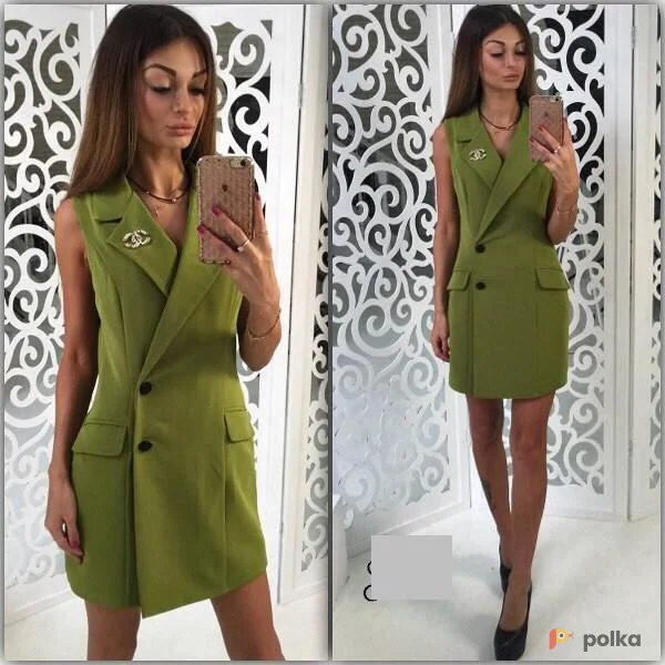 Возьмите Женское платье пиджак офисное хаки напрокат (Фото 1) в Москве