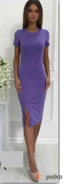 Возьмите Платье трикотажное фиолетовое коктейльное напрокат (Фото 1) в Москве