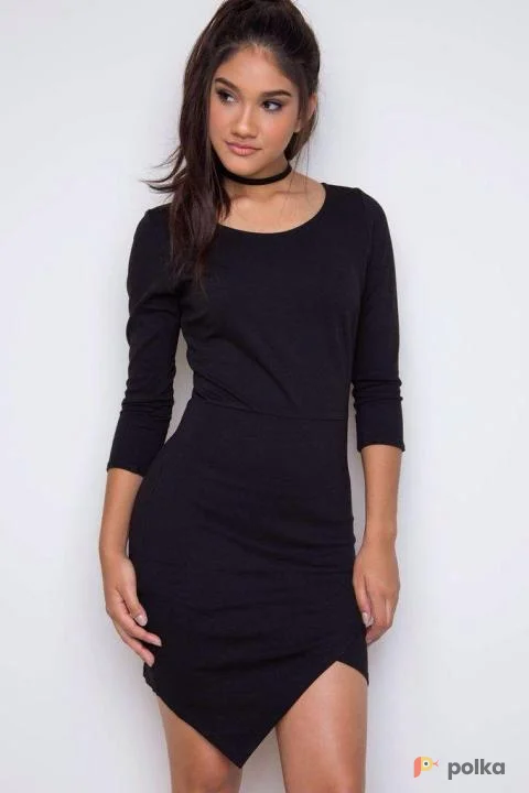 Возьмите Коктейльное черное платье асимметричное напрокат (Фото 1) в Москве